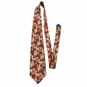 Ermenegildo Zegna Burgundy and Gold Patterned Tie
